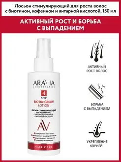 Лосьон стимулирующий для роста волос с биотином, кофеином ARAVIA Laboratories 131557391 купить за 248 ₽ в интернет-магазине Wildberries