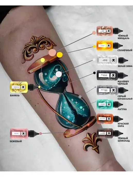 Краска tattoo ink Краска для тату 15 мл Тёмный миндаль Пигмент для татуировки, 15 мл, фото 7
