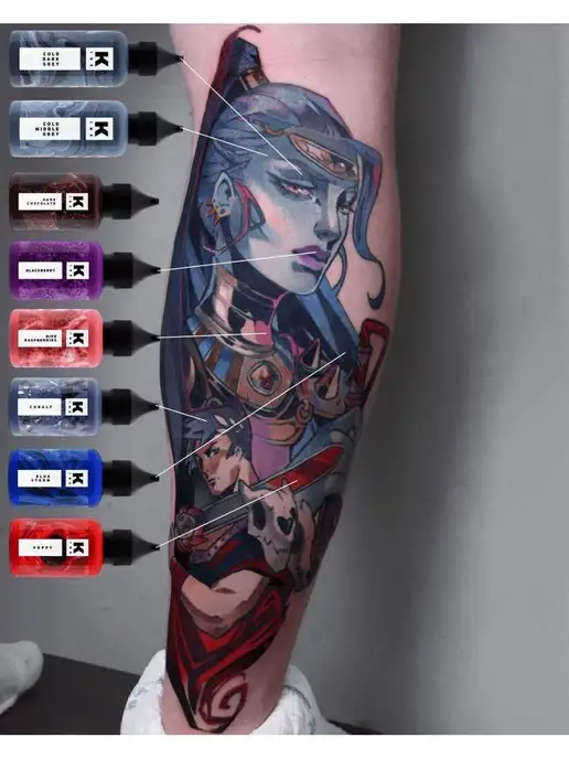 Краска tattoo ink Краска пигмент для тату 15 мл Ежевика, 15 мл, фото 7
