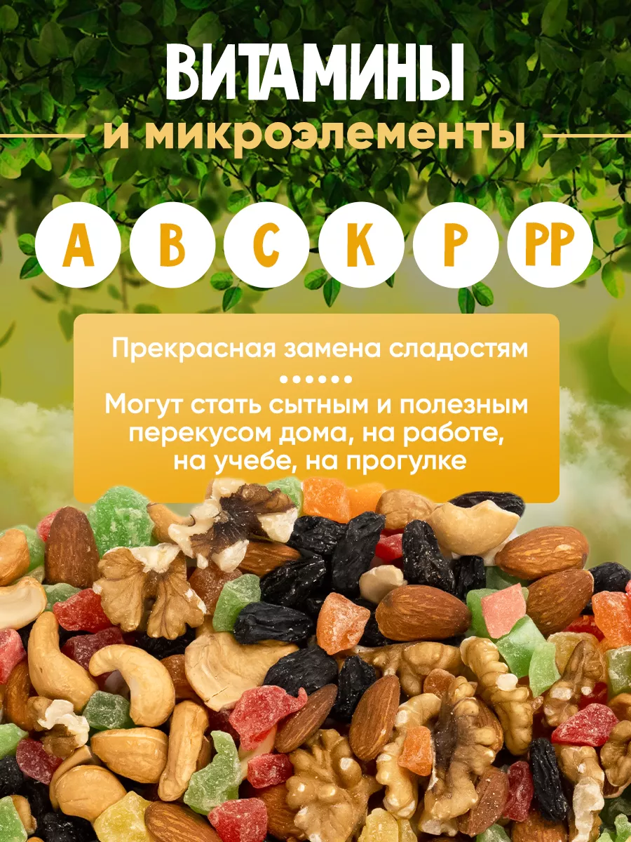 Ореховая смесь жареная 1 кг с цукатами и изюмом Nuts4U 131807242 купить за  719 ₽ в интернет-магазине Wildberries