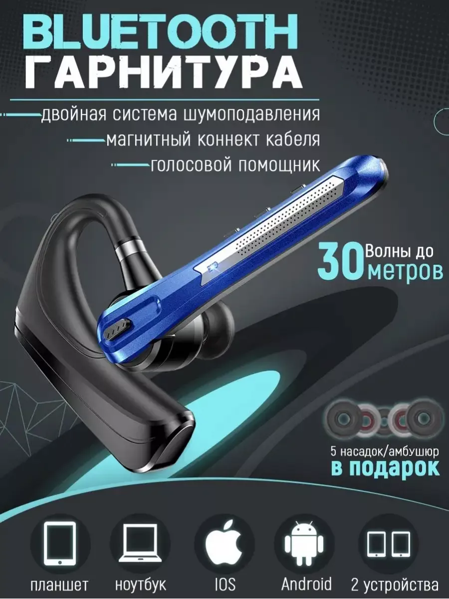 Блютуз гарнитура беспроводная HonShoop HSP-B3 синяя