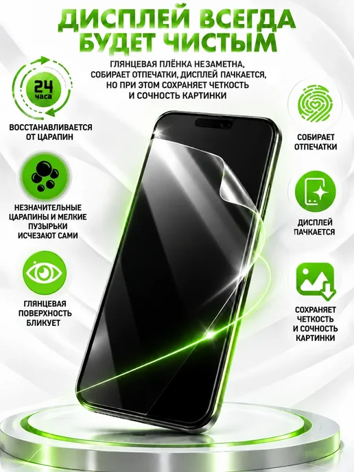 PROGLASSNANO Iphone 14 гидрогелевая глянцевая пленка, вариант, фото 6