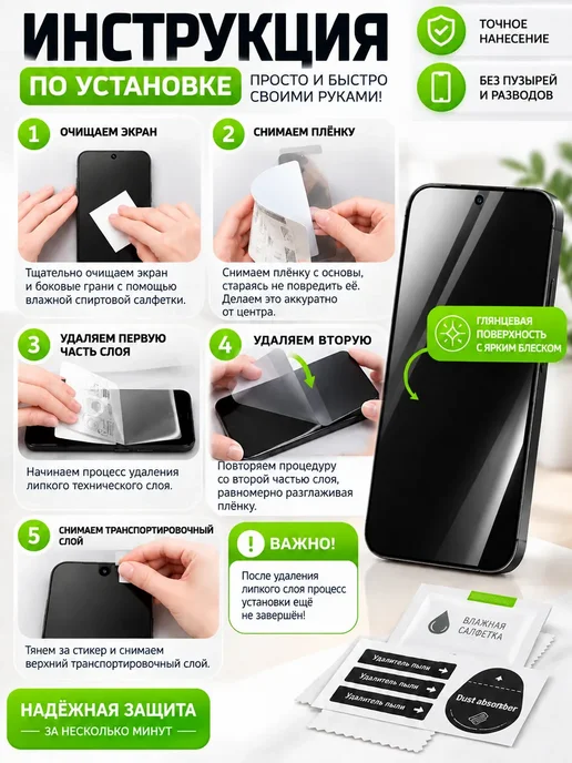 PROGLASSNANO Iphone 14 гидрогелевая глянцевая пленка, вариант, фото 8
