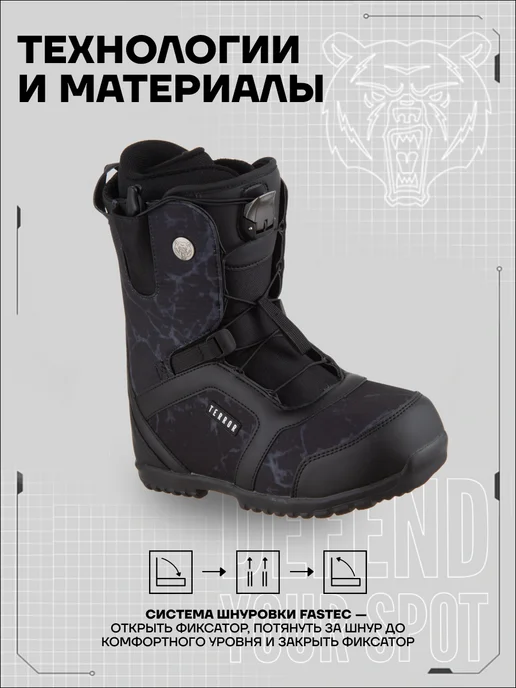 TERRO Ботинки сноубордические TERROR CREW Fastec, черный, фото 2