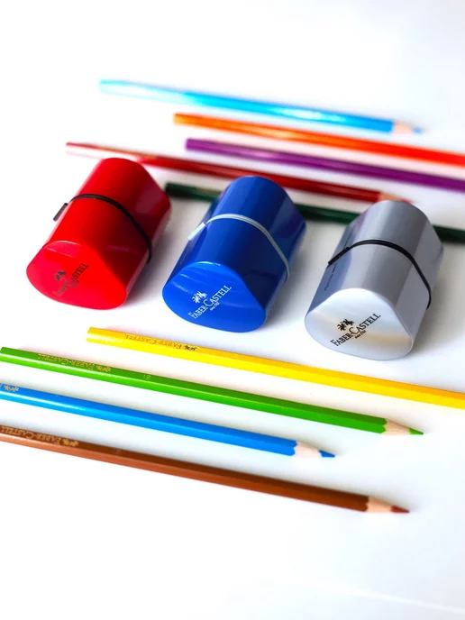 Faber-Castell Точилка для карандашей 3 отверстия, 2 контейнера, синий, фото 2