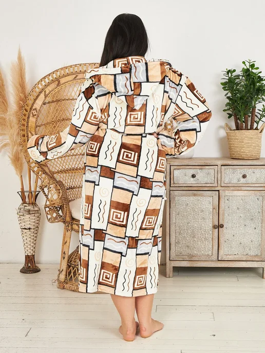 Wakas Textile Халат махровый домашний с капюшоном, голубой, фото 5