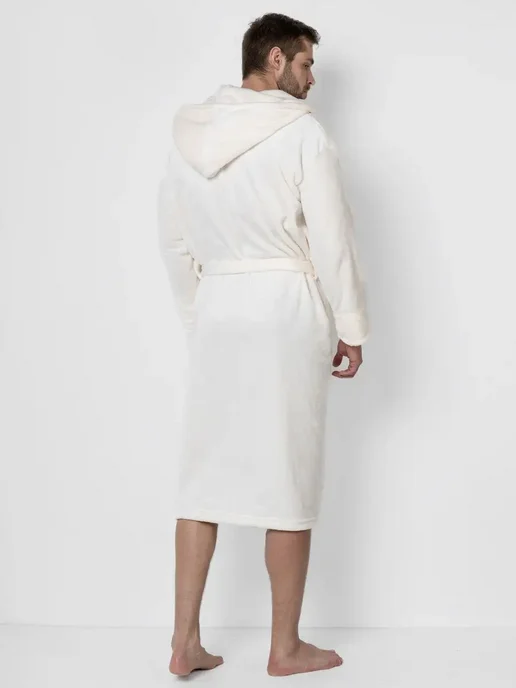 Wakas Textile Махровый домашний халат теплый с капюшоном для бани, белый, фото 7
