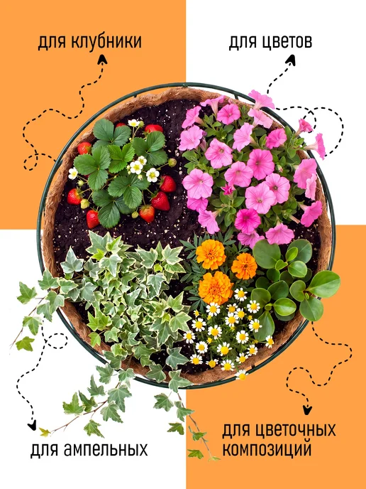 Garden Show Кашпо металлическое подвесное из коковиты с вкладышем 25 см, зеленый, фото 5