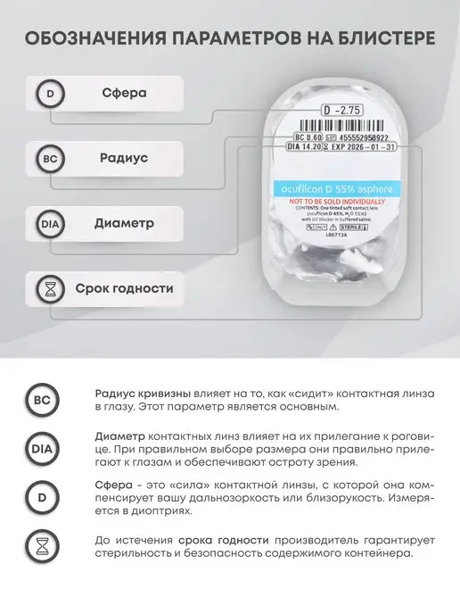 Cooper Vision Линзы на месяц Biomedics 55 Evolution 6 шт -2.75, 6 шт, фото 4