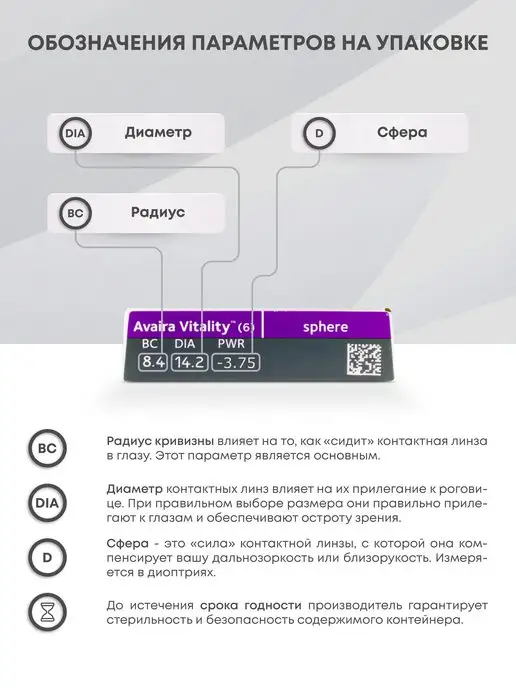 Cooper Vision Двухнедельные линзы Avaira Vitality 6 шт -3.75, 6 шт, фото 3