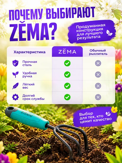 ZEMA Культиватор "Zema" Зёма садовый ZM2103, вариант, фото 6