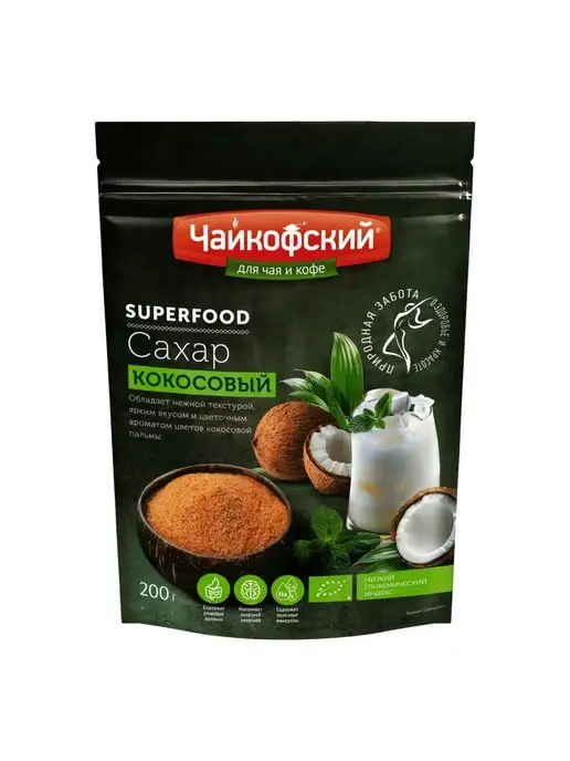 ЧАЙКОФСКИЙ Сахар кокосовый песок 200 г, 200 г