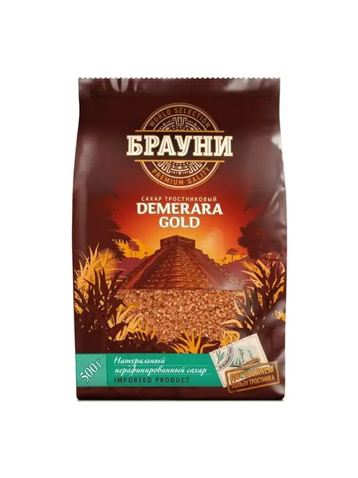 Брауни Сахар Demerara тростниковый коричневый порошок 500 г, 500 г