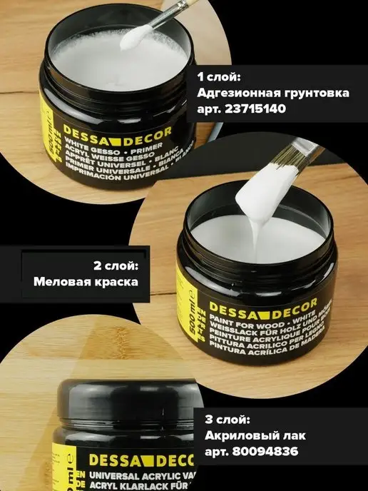 DESSA DECOR Краска для мебели и дерева меловая белая без запаха, серый, фото 7