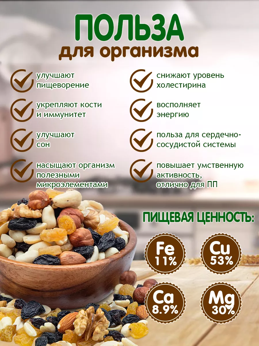 Ореховая смесь 1кг сырая LAZZAT-FOOD 132505946 купить за 592 ₽ в  интернет-магазине Wildberries