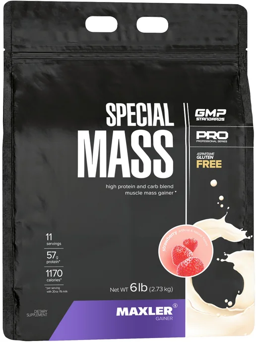 MAXLER Гейнер Special Mass Gainer с креатином 2730 г, Клубника, 2,73 кг, фото 3