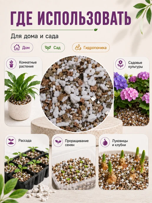 Рецепты дедушки Никиты Вермикулит и перлит смесь для растений 1 литр, вариант, фото 3