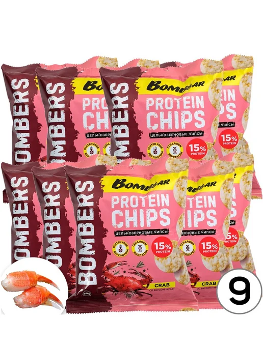BombBar Протеиновые чипсы с коллагеном Protein Chips 9 шт, 9 шт, фото 2