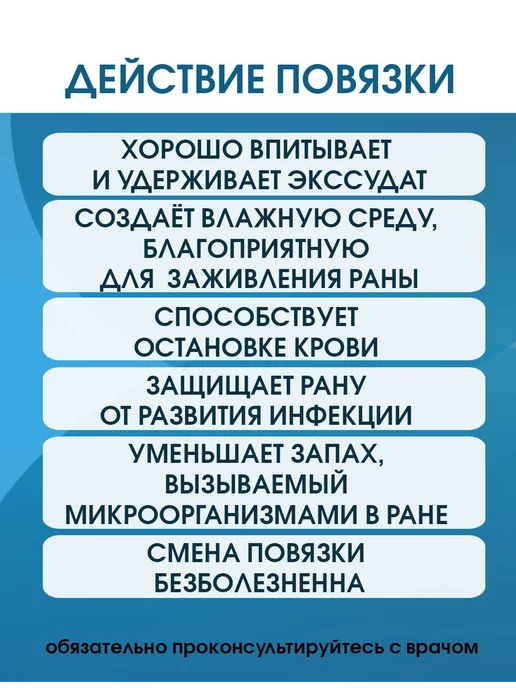 Optimelle Повязка для ран альгинатная АльгоДжелль Аг+ 10х20 см, 10x20 см, фото 4
