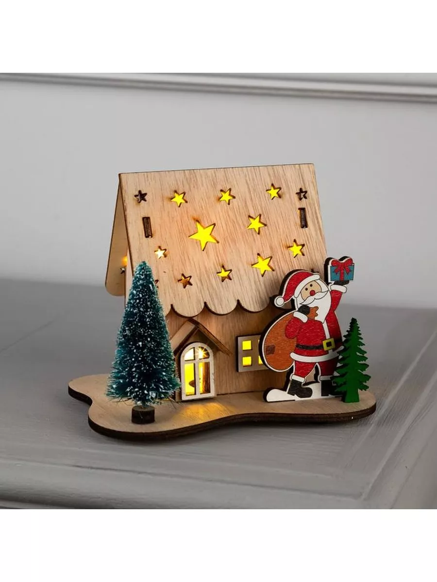 Светодиодная фигура "Дом с Дедом Морозом" 11 * 15 * 3 см