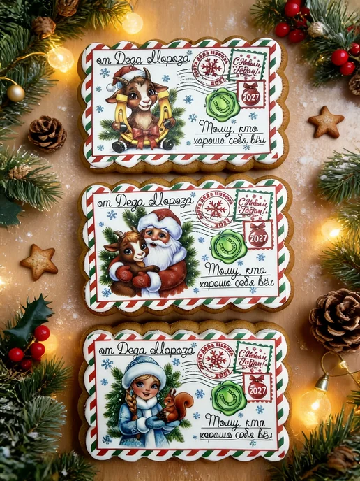 Art sweets Новогодние имбирные пряники письмо от дед мороза 3 шт, 3 шт