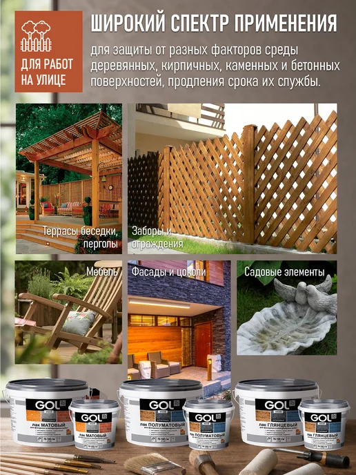 GOL Лак акриловый Матовый 0,9кг, 900 г, фото 4