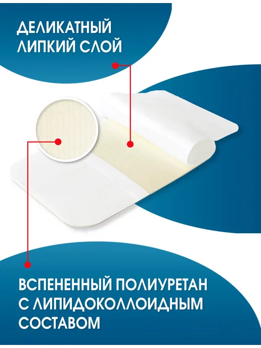 Optimelle Липидоколлоидная повязка для ран губчатая ЛикоСорб 10х15 см, 10x15 см, фото 2