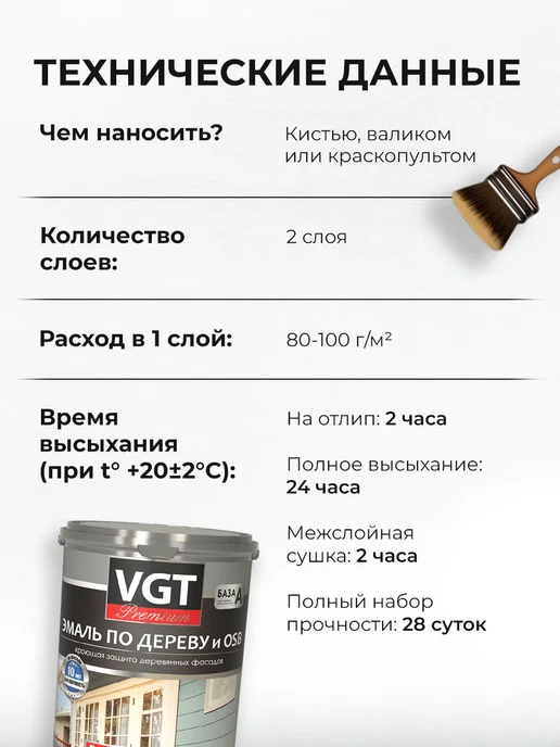 VGT Эмаль по дереву и OSB, полуматовая, фисташковый (1 кг), 1 кг, фото 5