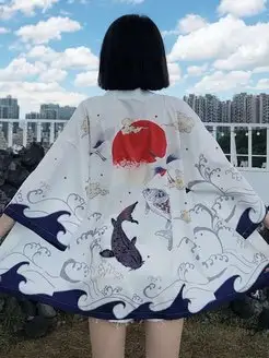 Кардиган кимоно женское белое аниме PinkishBlack 132901739 купить за 1 342 ₽ в интернет-магазине Wildberries