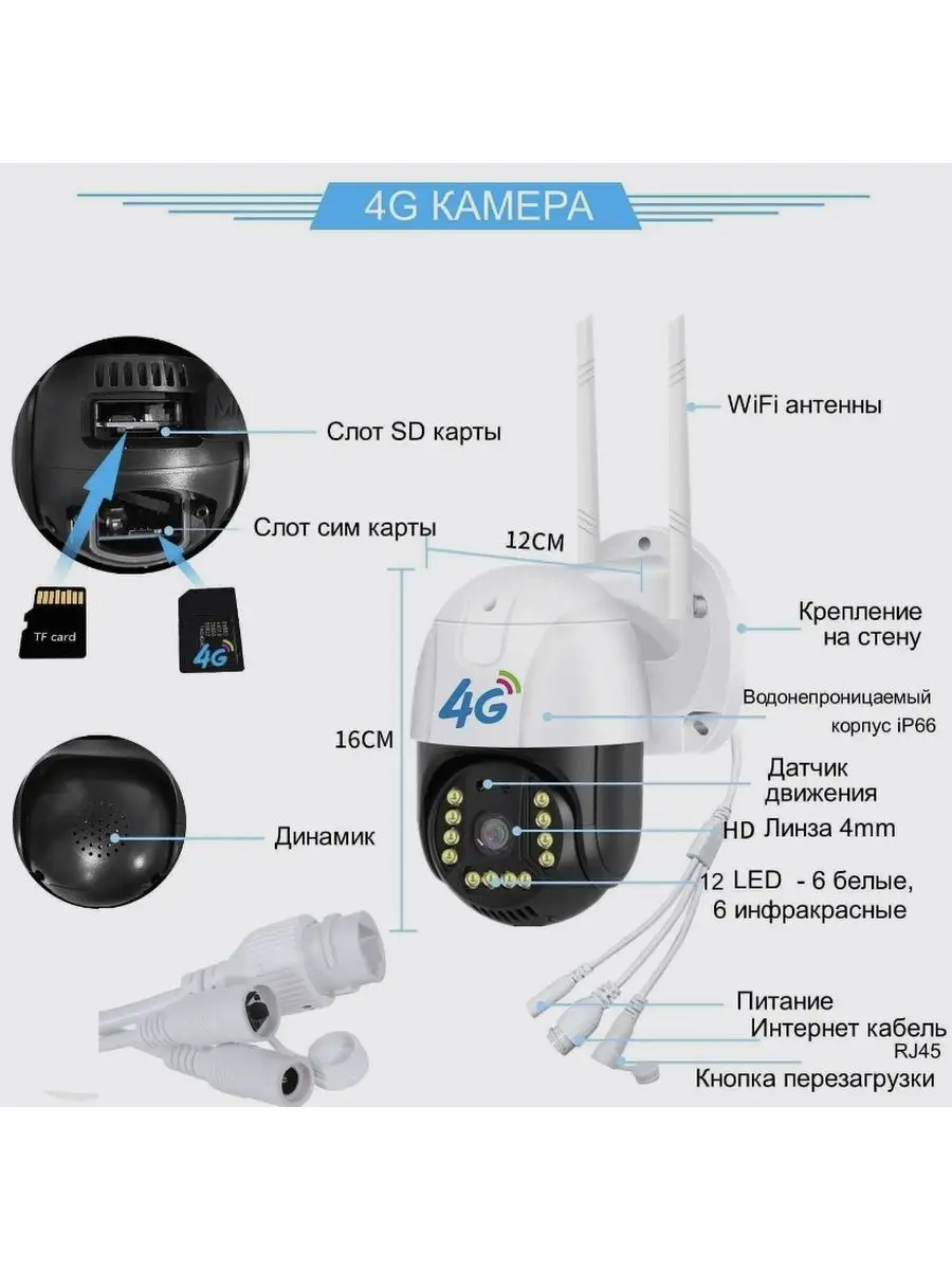 Камера видеонаблюдения 4G с sim картой DSD7 133000952 купить за 2 519 ₽ в  интернет-магазине Wildberries