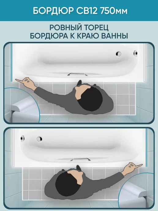 BNV Акриловый бордюр для ванны СВ12 750, белый, белый, фото 6
