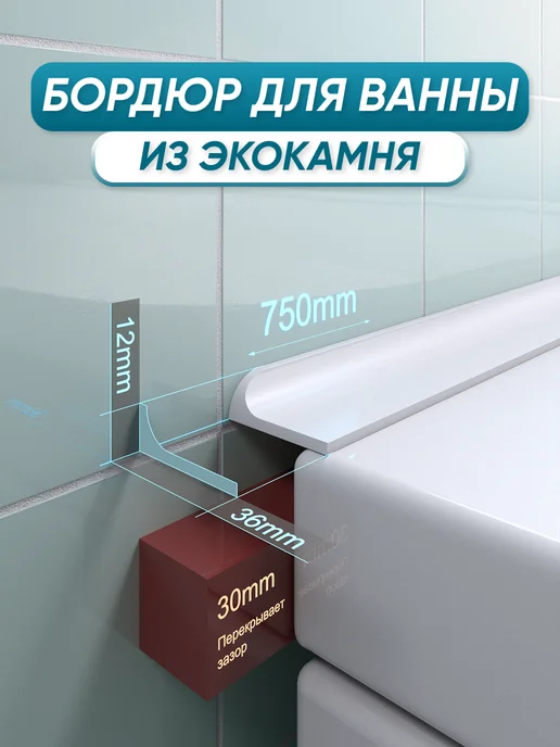 BNV Акриловый бордюр для ванны ГЛ36 750мм, белый