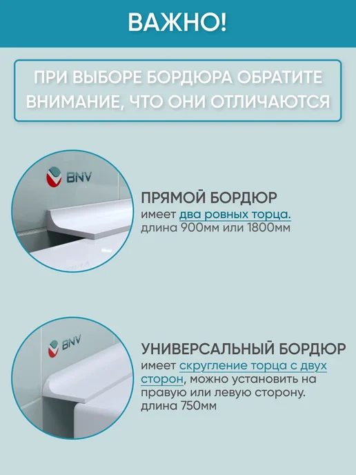 BNV Акриловый бордюр для ванны ГЛ36 750мм, белый, фото 7