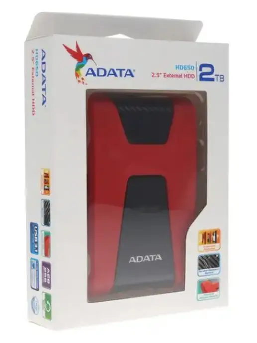 ADATA Жесткий диск AHD650-2TU31-CRD, 2TB, красный, 2 ТБ, фото 5