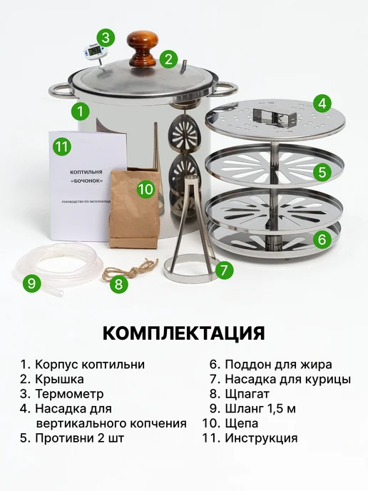 ULVIC Коптильня горячего копчения нержавейка для дома и дачи 15л, 15 л, фото 2