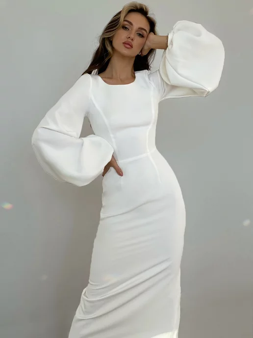 OZEROVA Wedding Dress Свадебное платье белое с рукавами, белый, фото 2