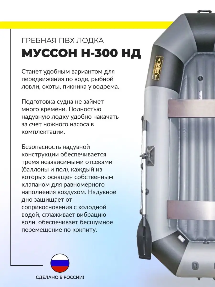 Лодка пвх надувная для рыбалки H-300 НД под мотор Муссон 133537969 купить в  интернет-магазине Wildberries