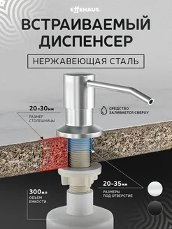 Диспенсер Дозатор для моющего средства встраиваемый кухонный Effehaus 133553366 купить за 376 ₽ в интернет-магазине Wildberries