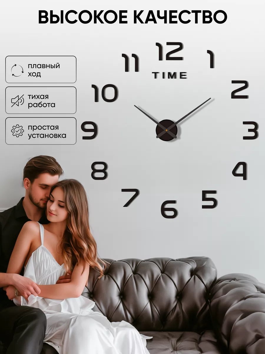 Часы настенные интерьерные с цифрами в гостиную Clock Decor 133593809  купить за 691 ₽ в интернет-магазине Wildberries