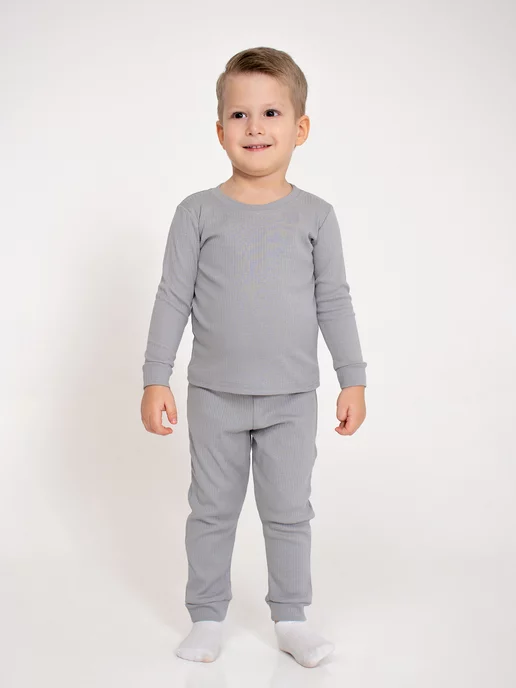 Mami-kids Пижамка для девочки и мальчика в рубчик для новорожденных, серый, фото 2