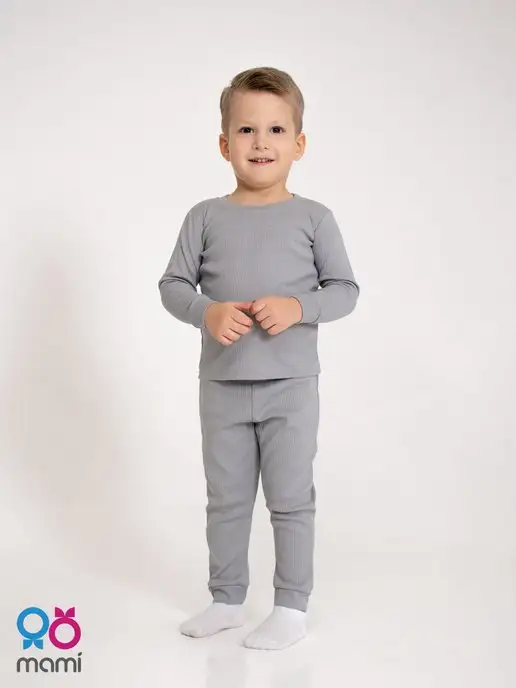 Mami-kids Пижамка для девочки и мальчика в рубчик для новорожденных, серый, фото 3
