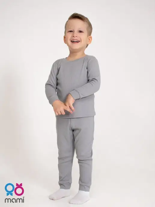 Mami-kids Пижамка для девочки и мальчика в рубчик для новорожденных, серый, фото 4