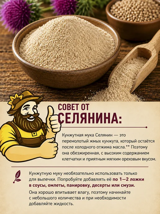 СЕЛЯНИН Тыквенная мука 500 гр обезжиренная Семена тыквы молотые, 500 г, фото 6