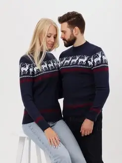 Новогодний свитер с оленями без горла мужской женский Stellato Knitwear 133783371 купить за 2 148 ₽ в интернет-магазине Wildberries