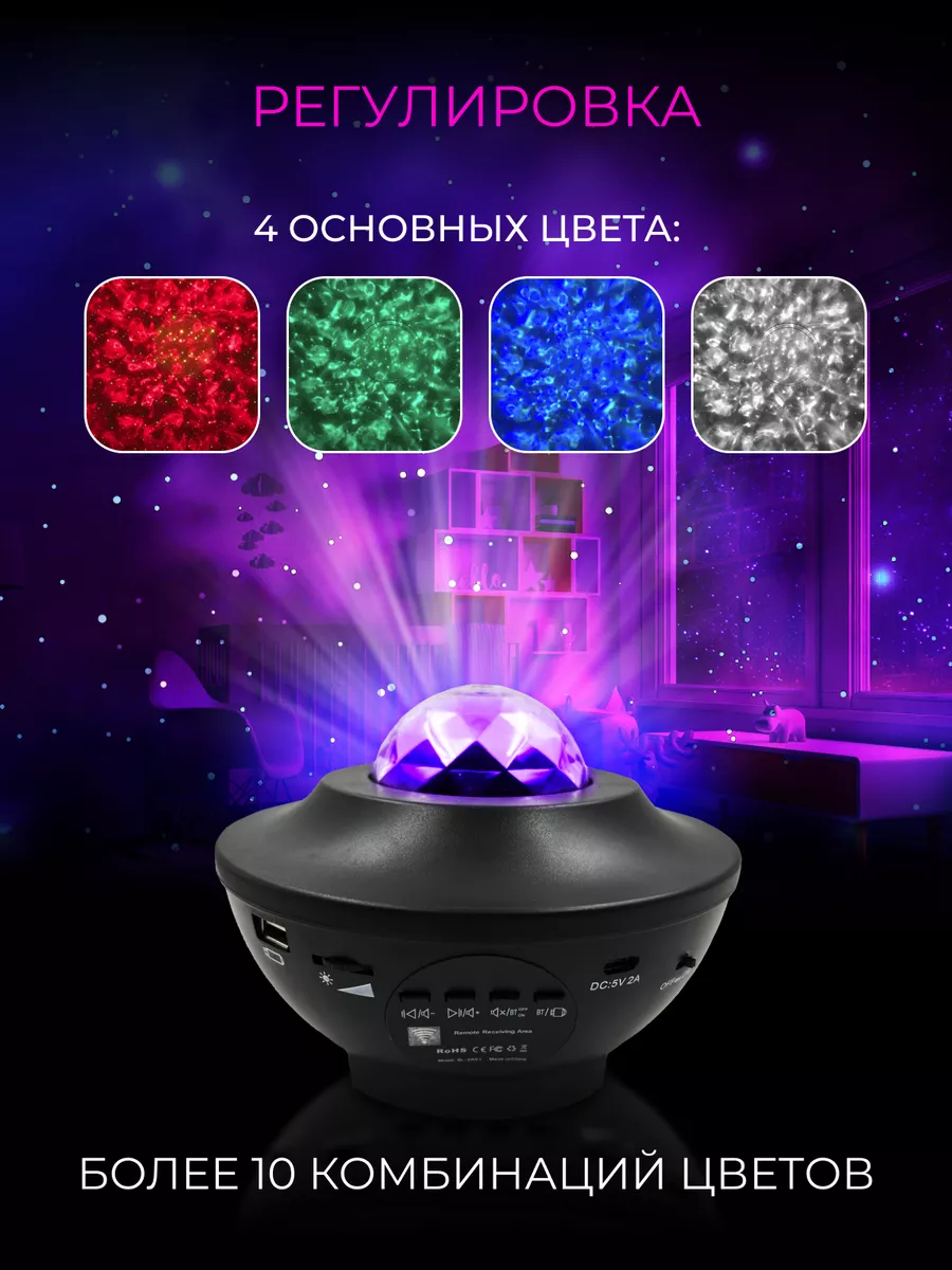 Ночник проектор звездного неба Starry Projector Light Galaxy Night беспроводной с пультом ДУ