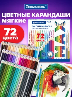 Карандаши цветные для рисования супермягкие яркие 72 цвета Brauberg 133840185 купить за 679 ₽ в интернет-магазине Wildberries