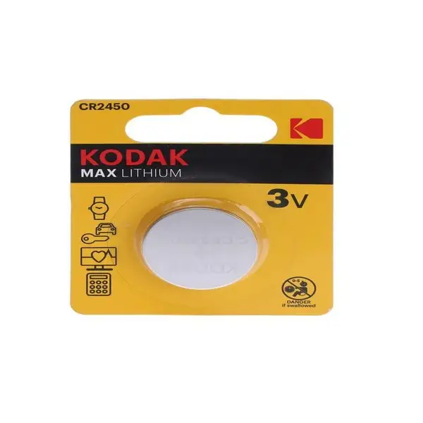 Батарейка литиевая Kodak Max, CR2450-1BL, 3В, блистер, 1 шт.