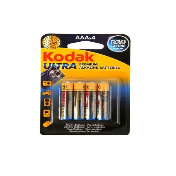 Батарейка алкалиновая Kodak Ultra, AAA, LR03-4BL, 1.5В, 4 шт