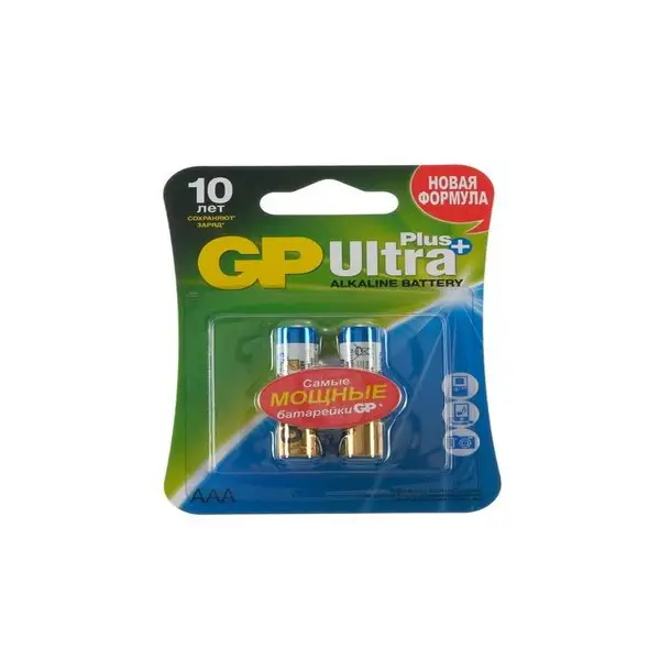 Батарейка алкалиновая GP Ultra Plus, AAA, LR03-2BL 1.5В 2 шт