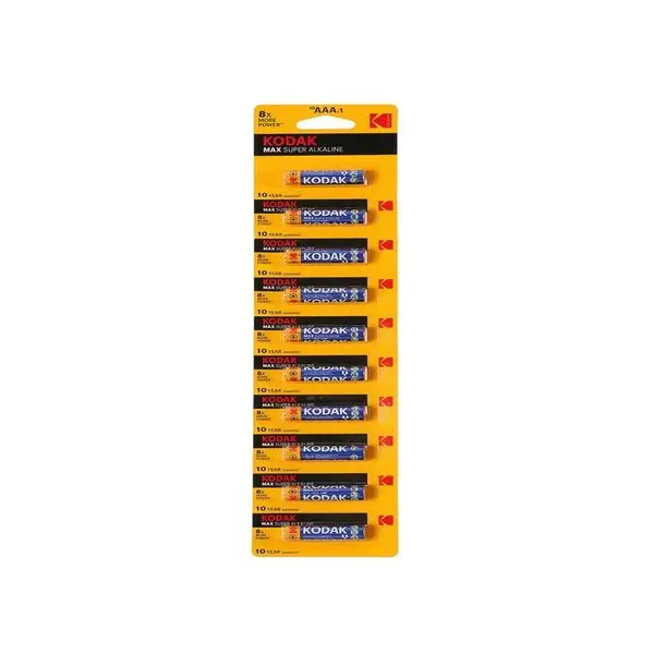 Батарейка алкалиновая Kodak Max, AAA, LR03-10BL, 1.5В, 10 шт